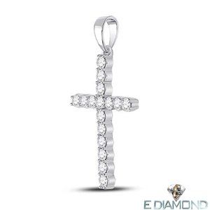 10K Solid Gold 1/2 Carat Natural Diamond Cross Pendant